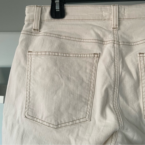 Eileen Fisher Off White Cream Straight Leg Mid Rise Organic Cotton Cropped Jeans - Picture 8 of 14